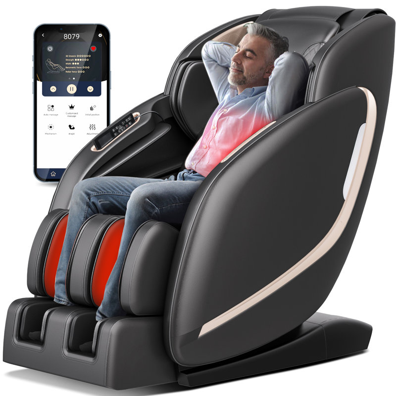 Full Body Massage Chairs Zero Gravity Heating Recliner With Body Scan SL Track app Control Shiatsu Massage Recliner black